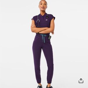 Rafaella Purple Cargo Scrub Jumpsuit